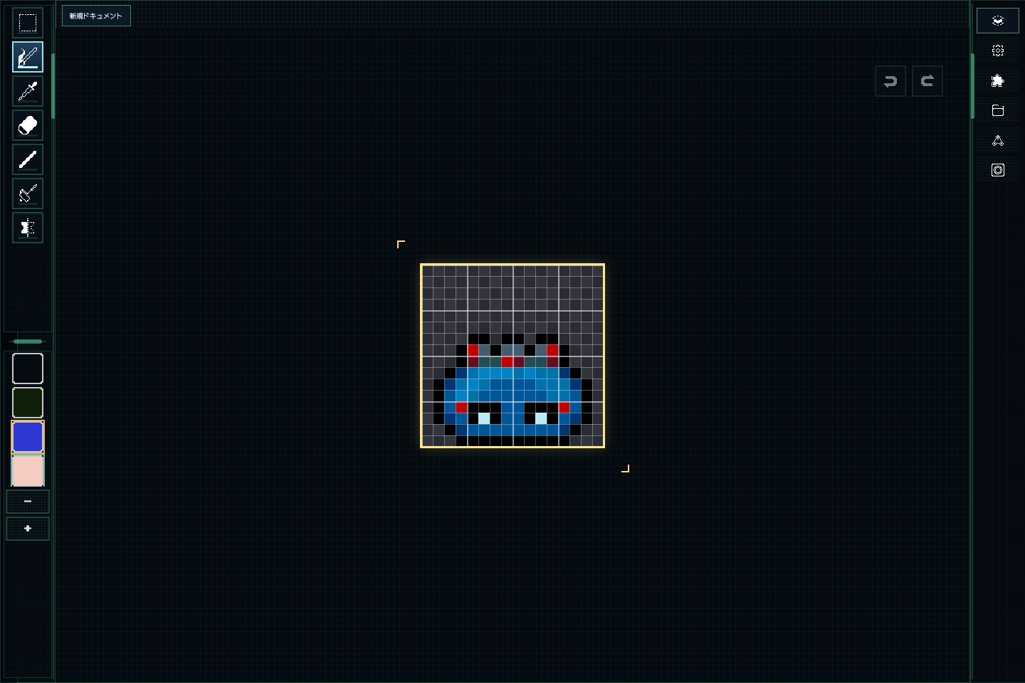 PiXiEEDrawで魔王様のドット絵をキャンバス編集している画面